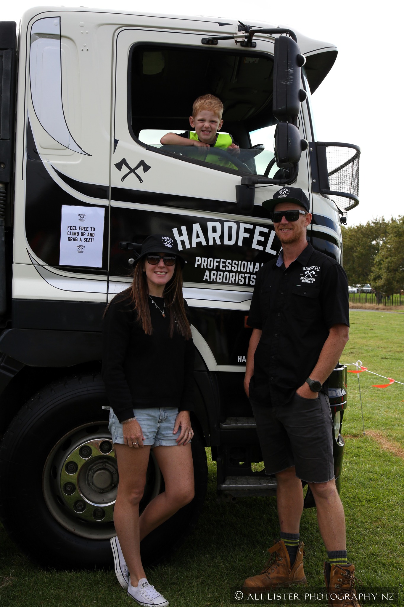 Hardfell family in front of truck