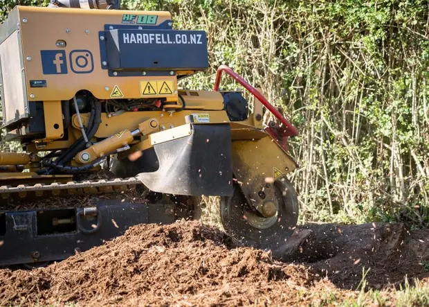 Hardfell stump grinder removing a tree stump in Auckland